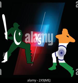 Indien gegen Pakistan mit Batsman und Baller für pakistan gegen indien Cricketspiel und -Wettbewerb. Stock Vektor