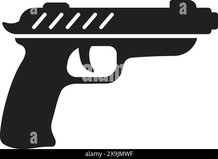 Pistolenpistole mit flachem Design. Vektorillustration des Schusswaffensymbols auf isoliertem Hintergrund. Gewehr-Munitionsschild-Geschäftskonzept. Stock Vektor