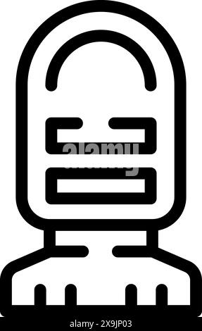 Eine einfache schwarz-weiße Ikone, die eine stilisierte Person mit einem Winterhut darstellt Stock Vektor