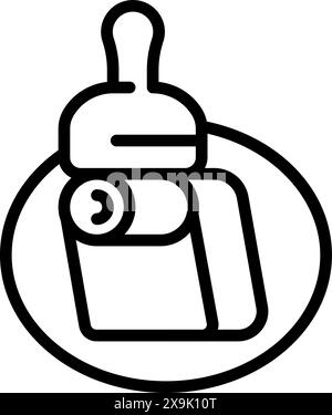 Vereinfachtes Strichgrafik-Symbol einer Handdesinfektionsflasche, ideal für hygienische Designs Stock Vektor