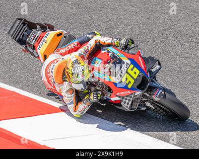 36 Joan mir Spanien Repsol Honda Team, 72 Marco Bezzecchi (Ita-VR46 Team Ducati) MotoGP Brembo Italien Grand Prix Qualifying Freitag MotoGP Samstag, MotoGP von Italien auf dem Mugello Circuit am 1. Juni 2024 in Scarperia, Italien. (Foto: Fabio Averna/SIPA USA) Stockfoto