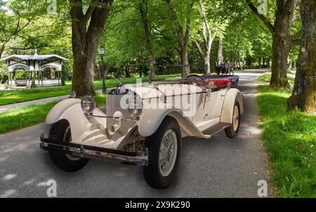 Mercedes Benz 26/120/180 PS Typ S Tourenwagen (1928). Mercedes Benz Museum, Mercedes-Benz World in Stuttgart, Baden-Württemberg, Deutschland, Europa Stockfoto