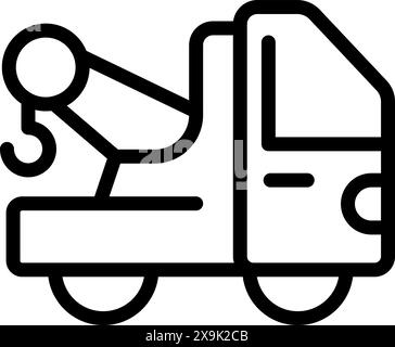 Flache Design-Vektor-Illustration eines minimalistischen Abschleppwagens mit einer einfachen schwarz-weißen Strichgrafik-Silhouette, perfekt für Web-, Grafikdesign- und Transportprojekte Stock Vektor