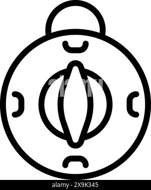 Einfache Linienzeichnung eines Kompasses in Schwarzweiß, ideal für Logos oder Navigations-Apps Stock Vektor