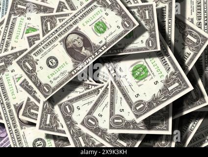 Ein-Dollar-Scheine, US-Geldwährung Stockfoto