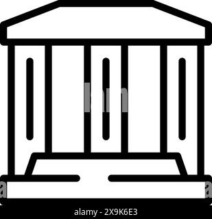 Minimalistische Schwarz-weiß-Vektor-Illustration eines ikonischen Regierungsgebäudes, das Autorität und Regierungsführung in der klassischen Architektur symbolisiert Stock Vektor