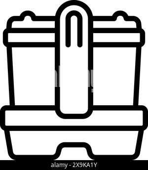 Digitale Illustration von zweiteiligen Recyclingbehältern für die Abfallwirtschaft im Linienstil Stock Vektor