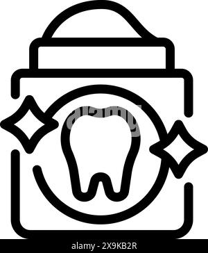 Einfache Strichgrafik-Ikone, die einen Zahn mit Glitzern darstellt und die Zahnhygiene symbolisiert Stock Vektor
