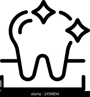 Das Symbol für saubere und funkelnde Zähne steht für Zahnhygiene und -Pflege in schwarz-weißer minimalistischer Designillustration. Ideal für Zahnheilkunde Logo, Klinik Emblem und Mundheilkunde Symbol Stock Vektor