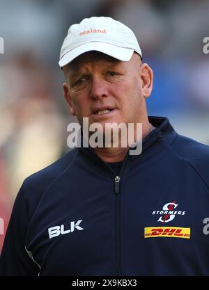 KAPSTADT, SÜDAFRIKA - 01. JUNI: DHL Stormers Coach John Dobson während des United Rugby Championship Matches zwischen DHL Stormers und Emirates Lions im DHL Stadium am 01. Juni 2024 in Kapstadt, Südafrika. Foto: Shaun Roy/Alamy Live News Stockfoto