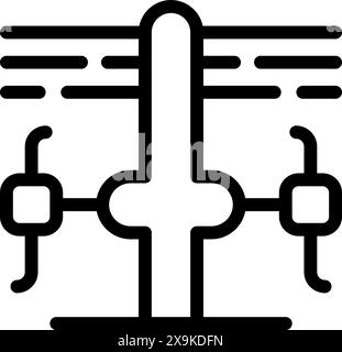 Schwarzes Strichkunstsymbol, das das Steuerjoch eines Flugzeugs darstellt, ideal für Flugzeugdesigns Stock Vektor