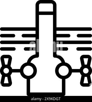 Schwarze Strichgrafik eines Windturbinensymbols auf weißem Hintergrund, das erneuerbare Energien repräsentiert Stock Vektor