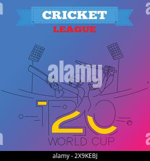 Cricket World Cup 2023 Schlagmann und Bowler spielen Cricket Championship Hintergrund Stock Vektor