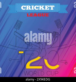 Cricket World CupT20 Schlagmann und Bowler spielen Cricket Championship Hintergrund Stock Vektor