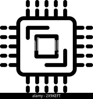 Vektorillustration eines stilisierten Mikrochip-Symbols in Schwarz-weiß, perfekt für technische Themen Stock Vektor