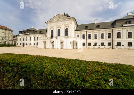 Der Präsidentenpalast, Grassalkowitsch Palast in Bratislava, Slowakei, dient seit 1996 als Residenz des Präsidenten der Slowakischen Republik. Stockfoto