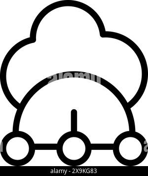 Vereinfachtes Schwarz-weiß-Cloud-Computing-Symbol für digitale Netzwerktechnologie Stock Vektor