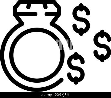 Vereinfachtes Strichgrafik-Symbol, das eine Geldtasche mit Dollarsymbolen darstellt, ideal für edles Design Stock Vektor
