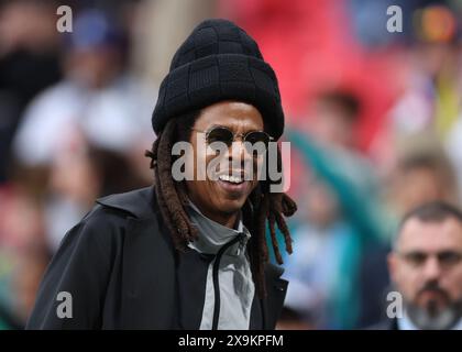 London, Großbritannien. Juni 2024. RAP-Star JAY-Z tritt vor dem Endspiel der UEFA Champions League im Wembley Stadium in London auf. Der Bildnachweis sollte lauten: David Klein/Sportimage Credit: Sportimage Ltd/Alamy Live News Stockfoto