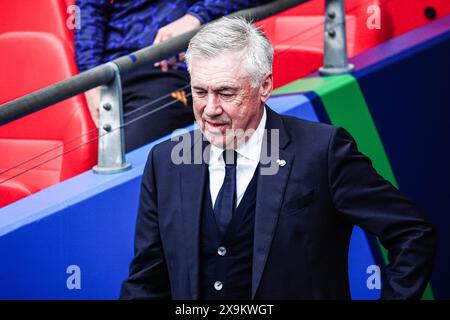 London, Großbritannien. Juni 2024. Carlo Ancelotti (Real Madrid, Trainer) eng, Borussia Dortmund vs. Real Madrid, Fussball, Champions League, Finale, Saison 2023/2024, 01.06.2024 Foto: Eibner-Pressefoto/Alamy Live News Stockfoto