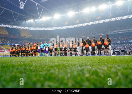 London, Großbritannien. Juni 2024. Real Madrid spielte im UEFA Champions League-Finale zwischen Borussia Dortmund und Real Madrid am 1. Juni 2024 im Wembley Stadium in London. (Foto: Bagu Blanco/PRESSINPHOTO) Credit: PRESSINPHOTO SPORTS AGENCY/Alamy Live News Stockfoto