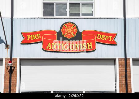 Feuerwehrschild in Downtown Antigonish, Nova Scotia, Kanada Stockfoto