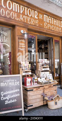 Chocolate & Local Products Store Frankreich Stockfoto