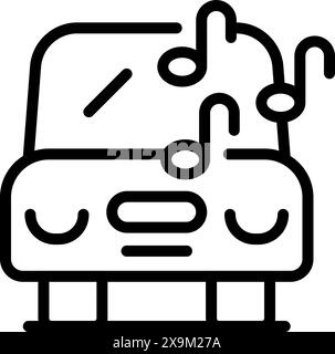 Schwarz-weiße Strichkunst eines stilisierten Autos aus Puzzleteilen Stock Vektor