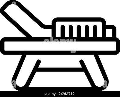 Vektor-Illustration einer einfachen Chaiselongue in schwarzer Linienart, isoliert auf weißem Hintergrund Stock Vektor