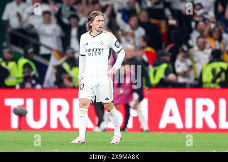 London, Kroatien. Juni 2024. LONDON, ENGLAND - 1. JUNI: Luka Modric von Real Madrid beim Endspiel der UEFA Champions League 2023/24 zwischen Borussia Dortmund und Real Madrid CF im Wembley Stadium am 1. Juni 2024 in London. Foto: Sanjin Strukic/PIXSELL Credit: Pixsell/Alamy Live News Stockfoto