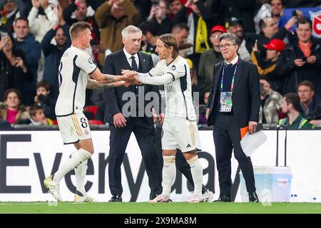 London, Kroatien. Juni 2024. LONDON, ENGLAND - 1. JUNI: Luka Modric von Real Madrid beim Endspiel der UEFA Champions League 2023/24 zwischen Borussia Dortmund und Real Madrid CF im Wembley Stadium am 1. Juni 2024 in London. Foto: Sanjin Strukic/PIXSELL Credit: Pixsell/Alamy Live News Stockfoto