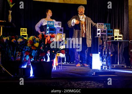 Chaussy, Frankreich. Juni 2024. Die Magier Valjemiflo und Azuna treten während der Geschichte von Villarceaux am 1. Juni 2024 in der Domaine de Villarceaux in Chaussy auf. Quelle: Bernard Menigault/Alamy Live News Stockfoto