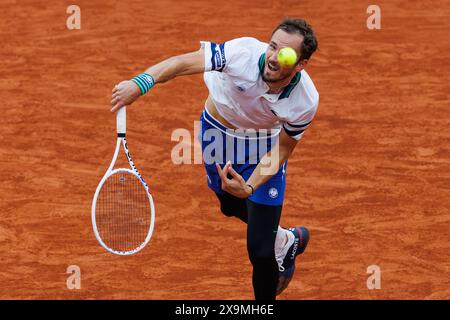 Roland Garros, 1. Juni 2024: Daniil Medwedev (RUS) bei den French Open 2024. Corleve/Mark Peterson Stockfoto