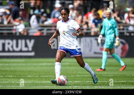 Commerce City, Usa. Juni 2024. Commerce City, Vereinigte Staaten, 1. Juni 2024: Naomi Girma (4 Vereinigte Staaten) während der internationalen Freundschaft zwischen den Vereinigten Staaten und der Republik Korea im DICK's Sporting Goods Park in Commerce City, CO Vereinigte Staaten (NUR REDAKTIONELLE VERWENDUNG). (Rebekah Wynkoop/SPP) Credit: SPP Sport Press Photo. /Alamy Live News Stockfoto