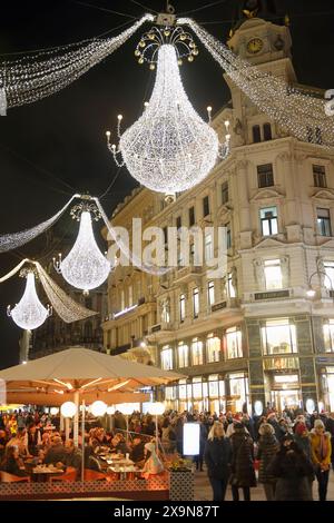 Wien, Österreich. November 2019. Weihnachtslichter 'am Graben' im 1. Wiener Gemeindebezirk Stockfoto