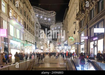 Wien, Österreich. November 2019. Weihnachtslichter 'am Graben' im 1. Wiener Gemeindebezirk Stockfoto