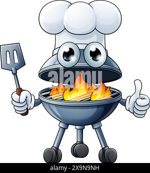 Barbecue Chef Cartoon Mascot Holzkohle Barbecue Person Stock Vektor