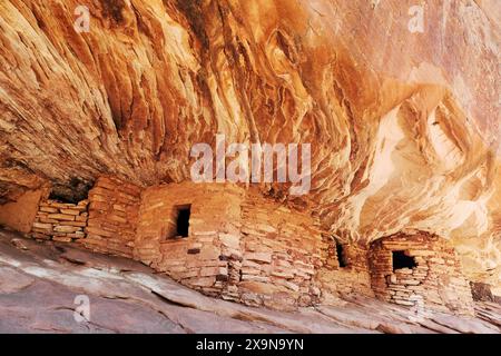 Haus auf der Feuerruine, South Fork des Mule Canyon, Cedar Mesa, Bears Ears National Monument, Utah Stockfoto