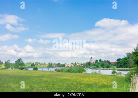 Zellersee, Kirche St. Gallus und Ulrich Kißlegg Oberschwaben-Allgäu Baden-Württemberg Deutschland Stockfoto