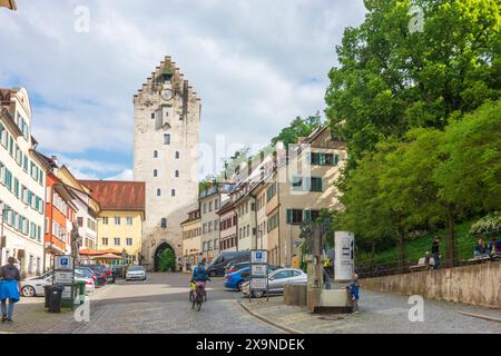 Stadttor Obertor, Straße Marktstraße Ravensburg Oberschwaben-Allgäu Baden-Württemberg Deutschland Stockfoto