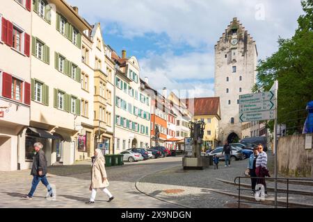 Stadttor Obertor, Straße Marktstraße Ravensburg Oberschwaben-Allgäu Baden-Württemberg Deutschland Stockfoto