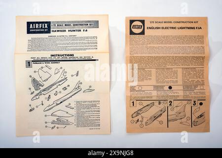 Oldtimer Airfix-Anleitungen Stockfoto