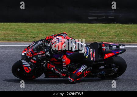 Scarperia, Italien. 31. Mai 2024. Maverick Vinales aus Spanien und Aprilia Racing in Aktion während der MotoGP GP7 Gran Premio d'Italia Brembo - Freies Training auf dem Mugello Circuit. (Foto: Fabrizio Carabelli/SOPA Images/SIPA USA) Credit: SIPA USA/Alamy Live News Stockfoto