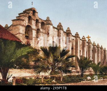 Mission San Gabriel Arcángel, San Gabriel, Los Angeles County, Kalifornien 1899. Stockfoto