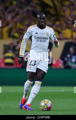 Ferland Mendy von Real Madrid CF während des Champions-League-Endspiels 2023/2024 zwischen Borussia Dortmund und Real Madri CF im Wembley-Stadion in London (England), 1. Juni 2024. Stockfoto