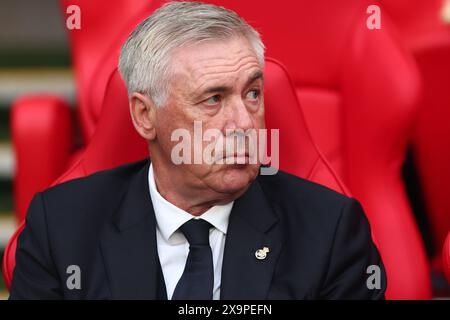 Wembley Stadium, London, Großbritannien. Juni 2024. UEFA Champions League Fußball-Finale, Borussia Dortmund gegen Real Madrid; Real Madrid Trainer Carlo Ancelotti Credit: Action Plus Sports/Alamy Live News Stockfoto
