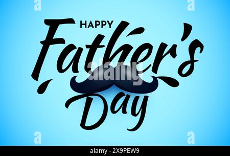 Vatertag-Banner mit Schnurrbart und kalligraphischer Schrift. Vektor-Illustration für Hintergrund, Poster, Vorlage, Verkauf, Werbeaktion, Rabatt, soziale Medien auf der Website, Flyer, Broschüre. Stock Vektor