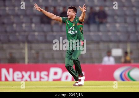 Taskin Ahmed beim zweiten T20-Spiel gegen Sri Lanka im Sylhet International Cricket Stadium (SICS), Lakkatura, Sylhet, Banglades Stockfoto