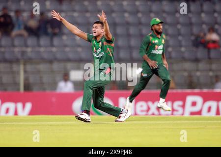 Taskin Ahmed beim zweiten T20-Spiel gegen Sri Lanka im Sylhet International Cricket Stadium (SICS), Lakkatura, Sylhet, Banglades Stockfoto