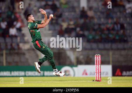 Taskin Ahmed beim zweiten T20-Spiel gegen Sri Lanka im Sylhet International Cricket Stadium (SICS), Lakkatura, Sylhet, Banglades Stockfoto